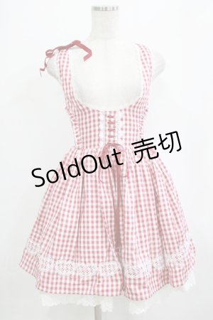 画像: To Alice / ギンガムチェックジャンパースカート M レッド H-26-02-03-024-LO-OP-NS-ZH