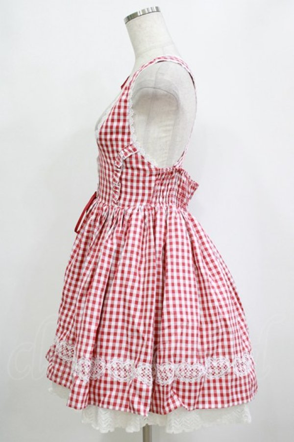 画像2: To Alice / ギンガムチェックジャンパースカート M レッド H-26-02-03-024-LO-OP-NS-ZH (2)
