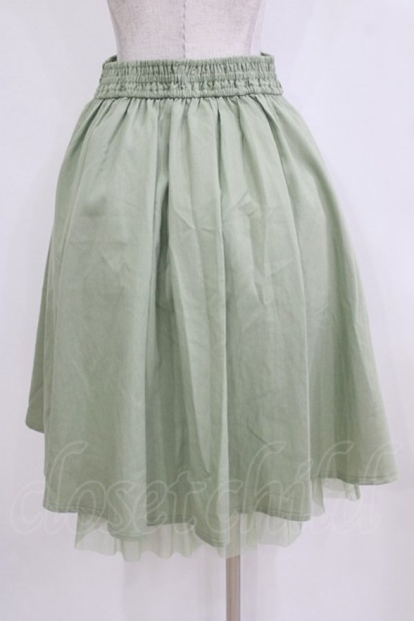 画像3: axes femme / リボンローズ刺繍タックスカート M ミント H-26-02-04-028-AX-SK-NS-ZH (3)
