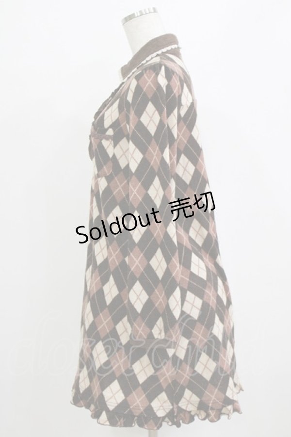 画像2: axes femme / アーガイルニットワンピ M ブラウン H-26-02-04-031-AX-OP-NS-ZH (2)