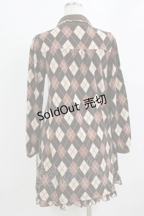 画像3: axes femme / アーガイルニットワンピ M ブラウン H-26-02-04-031-AX-OP-NS-ZH (3)