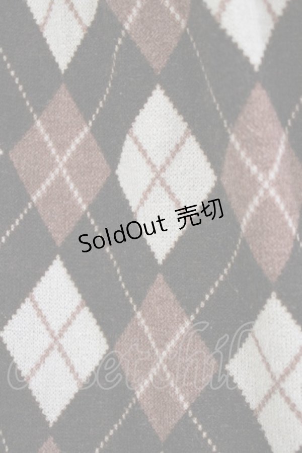 画像4: axes femme / アーガイルニットワンピ M ブラウン H-26-02-04-031-AX-OP-NS-ZH (4)