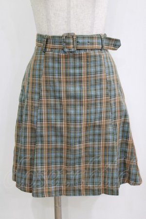 画像: Fi.n.t / ベルト付きレトロチェックミニスカート Free BLUE×GR H-26-02-04-036-CA-SK-NS-ZH