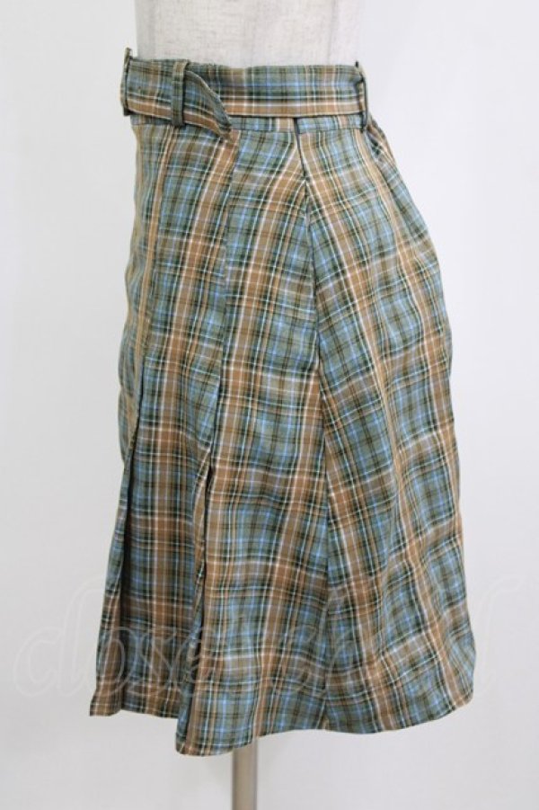 画像2: Fi.n.t / ベルト付きレトロチェックミニスカート Free BLUE×GR H-26-02-04-036-CA-SK-NS-ZH (2)