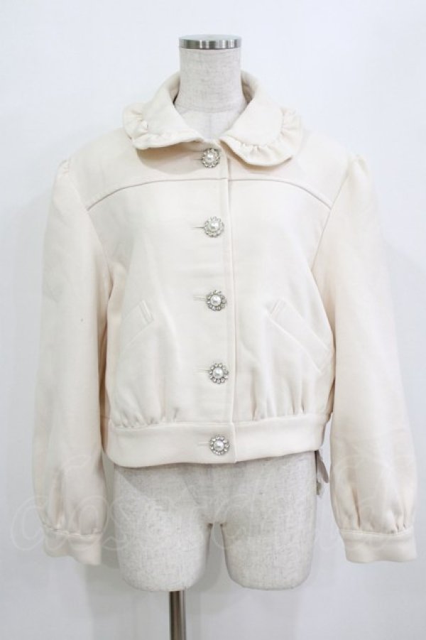 画像1: Ank Rouge / ビジューボタンコンパクトブルゾン M アイボリー H-26-02-04-040-CA-JA-NS-ZH (1)