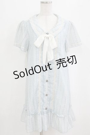 画像: axes femme / レースストライプワンピース M サックス H-26-02-04-042-AX-OP-NS-ZH