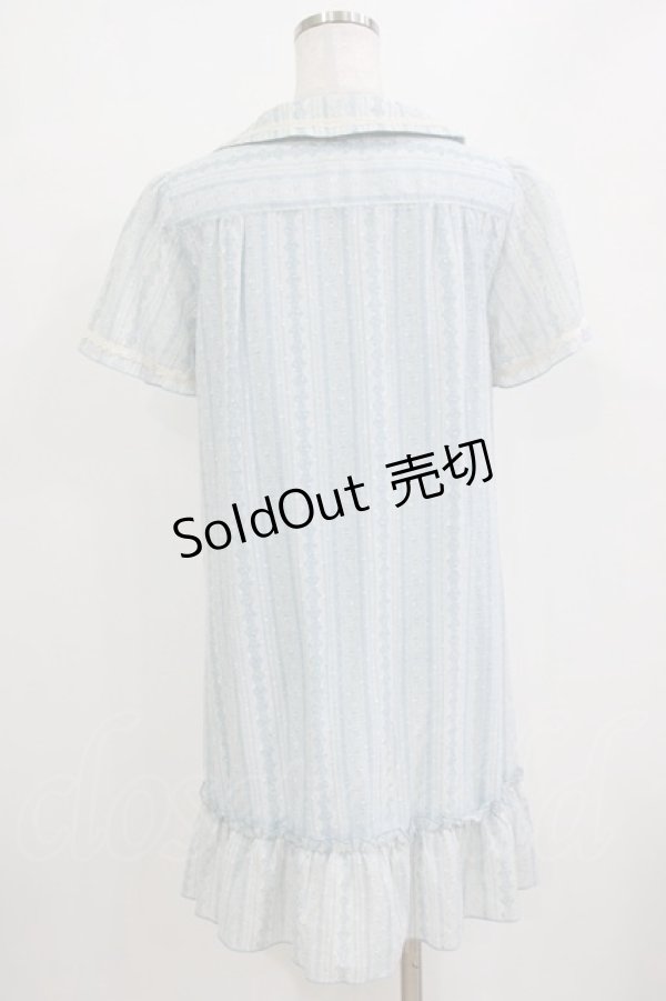 画像3: axes femme / レースストライプワンピース M サックス H-26-02-04-042-AX-OP-NS-ZH (3)