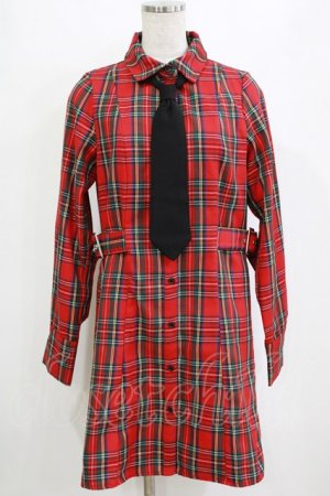 画像: Jamie エーエヌケー / ネクタイチェックワンピース M レッド H-26-02-04-043-LO-OP-NS-ZH