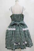 画像3: metamorphose / 【プラスサイズ】Sweetタータンはしごレースフリルジャンパースカート プラスサイズ ネイビー/グリーンチェック H-26-02-04-005-ME-OP-NS-ZH (3)