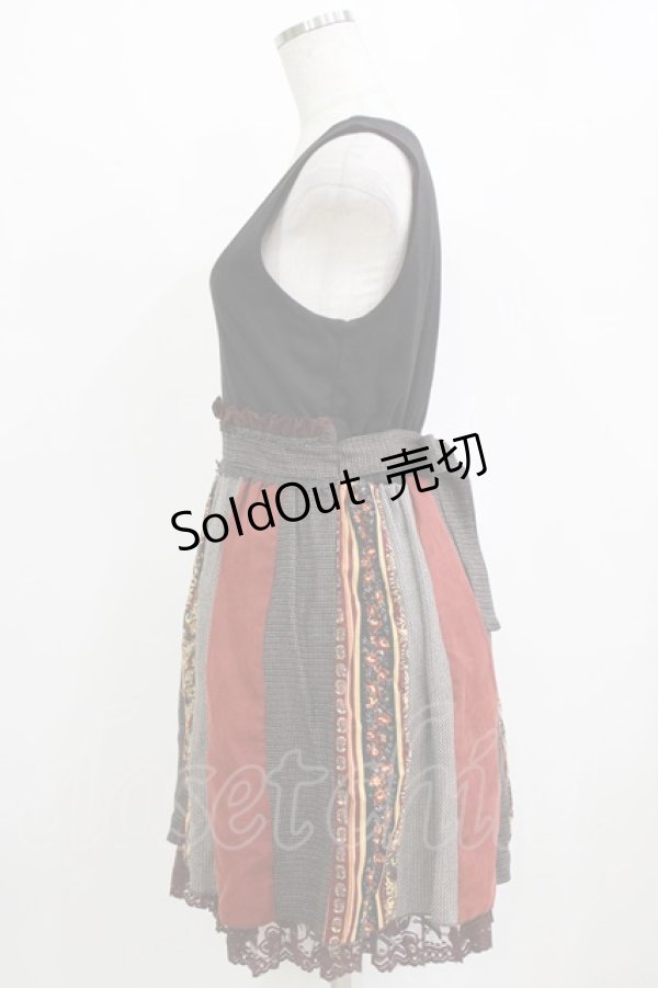 画像2: axes femme / 切替ジャンパースカート M ブラック H-26-02-04-048-AX-OP-NS-ZH (2)