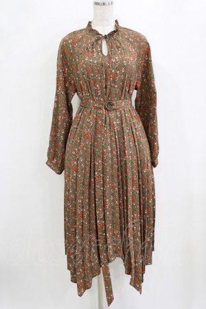 画像: axes femme / 花柄イレヘムプリーツワンピース M ブラウン H-26-02-04-049-AX-OP-NS-ZH