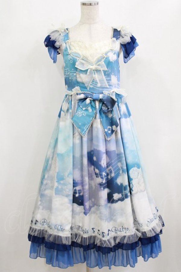 画像1: BABY,THE STARS SHINE BRIGHT / L'echelle de l'ange〜天使のセラピー〜柄フリルジャンパースカート Free ネイビー H-26-02-04-050-BA-OP-NS-ZH (1)