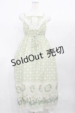 画像: axes femme / たんぽぽ柄ロングキャミワンピース M 生成り H-26-02-04-1007-AX-TO-NS-ZH