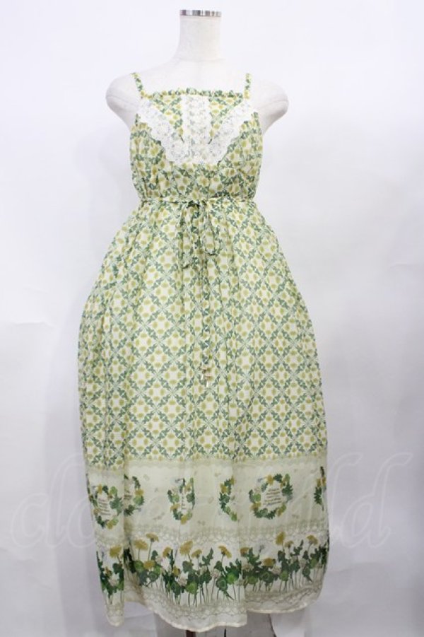 画像1: axes femme / たんぽぽ柄ロングキャミワンピース M 生成り H-26-02-04-1007-AX-TO-NS-ZH (1)