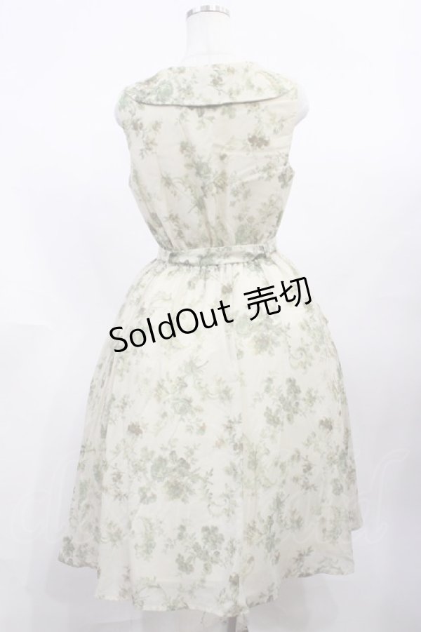 画像2: axes femme / 花柄セーラーワンピース M 生成り/グリーン H-26-02-04-1009-AX-OP-NS-ZH (2)