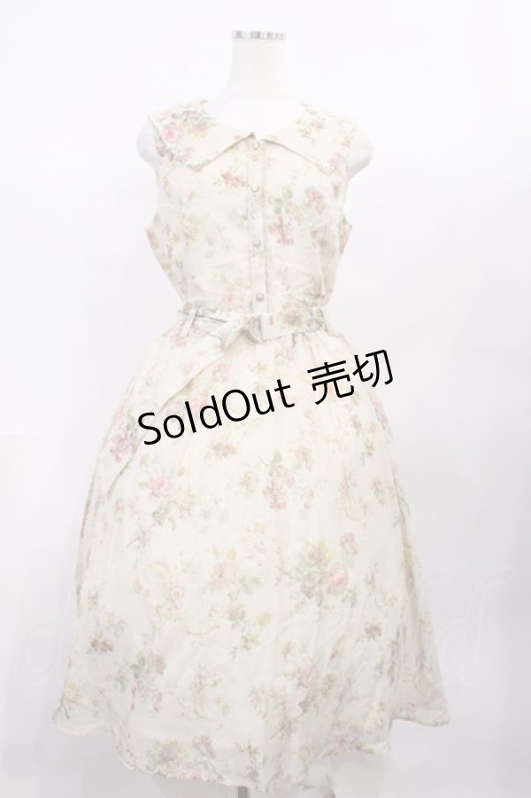 画像1: axes femme / 花柄セーラーワンピース M 生成り/ピンク H-26-02-04-1010-AX-OP-NS-ZH (1)