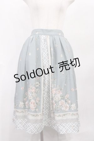 画像: axes femme / バラスカーフ柄スカート M グリーン H-26-02-04-1011-AX-SK-NS-ZH