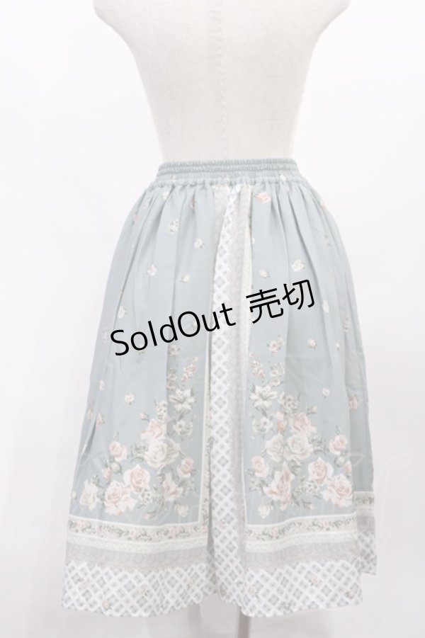 画像2: axes femme / バラスカーフ柄スカート M グリーン H-26-02-04-1011-AX-SK-NS-ZH (2)