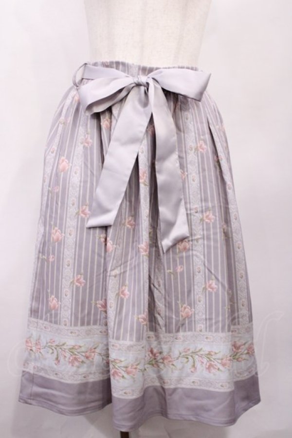 画像1: axes femme / チューリップ柄ミドルスカート M ラベンダー H-26-02-04-1013-AX-SK-NS-ZH (1)