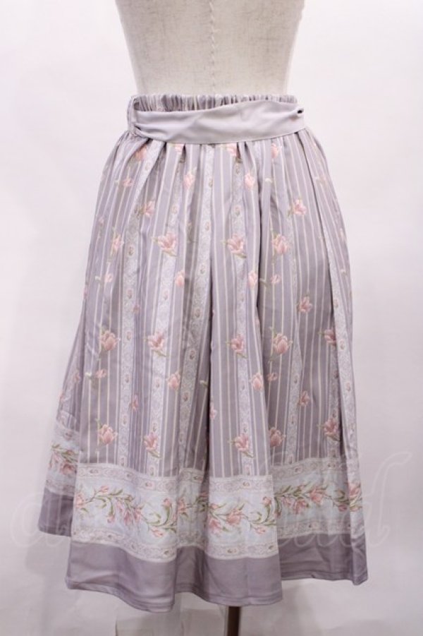 画像2: axes femme / チューリップ柄ミドルスカート M ラベンダー H-26-02-04-1013-AX-SK-NS-ZH (2)