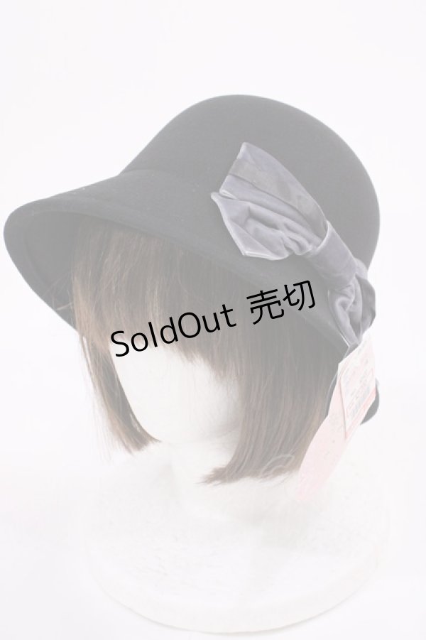 画像1: m petit by misako / AM*NIリボンメトロハット  ブラック H-26-02-04-1025-LO-AC-NS-ZH (1)