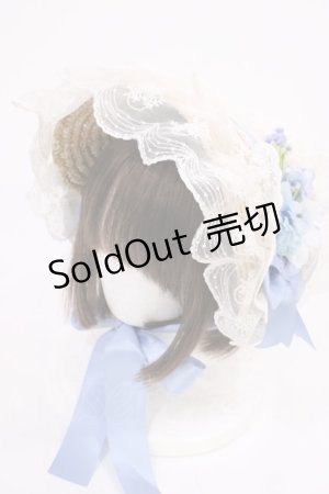 画像: with PUJI（海外ロリータブランド） / 花語 フラットハット ボンネット  ブルー H-26-02-04-1027-PU-AC-NS-ZH