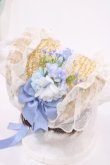 画像2: with PUJI（海外ロリータブランド） / 花語 フラットハット ボンネット  ブルー H-26-02-04-1027-PU-AC-NS-ZH (2)