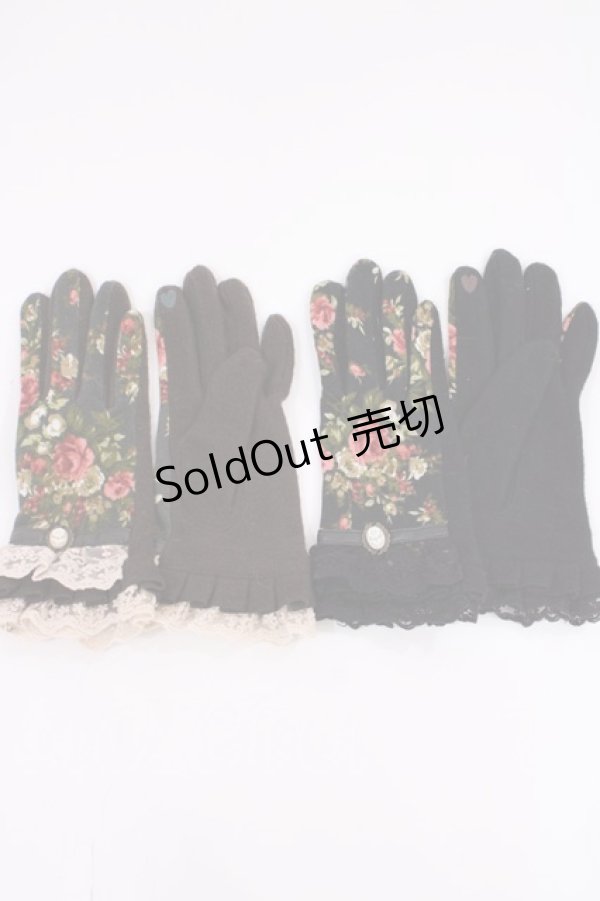 画像1: axes femme / 手袋セット  ブラック花柄/ブラウン花柄 H-26-02-04-1032-AX-ZA-NS-ZH (1)