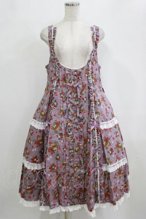 画像: metamorphose / 【プラスサイズ】Strawberry Basket フロントボタンリボンジャンパースカート プラスサイズ ラベンダー系(Lavender) H-26-02-04-006-ME-OP-NS-ZH