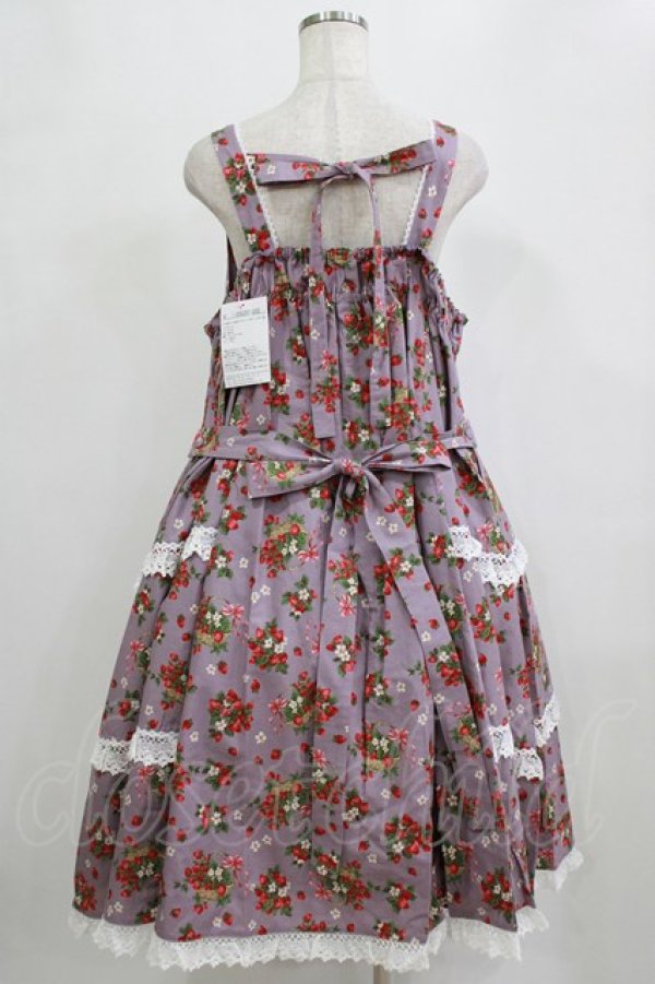 画像3: metamorphose / 【プラスサイズ】Strawberry Basket フロントボタンリボンジャンパースカート プラスサイズ ラベンダー系(Lavender) H-26-02-04-006-ME-OP-NS-ZH (3)