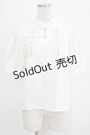 画像: Amavel / Oriental Arabesqueマオカラー五分袖ブラウス Free オフ H-26-02-04-056-CA-BL-NS-ZH