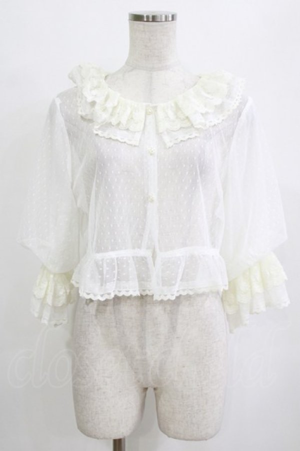 画像1: V.castle（海外ロリータブランド） / ドットチュールカーディガン M オフ H-26-02-04-058-PU-TO-NS-ZH (1)