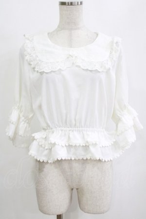 画像: 幽三巷（海外ロリータブランド） / レーストリムブラウス M オフ H-26-02-04-060-PU-BL-NS-ZH