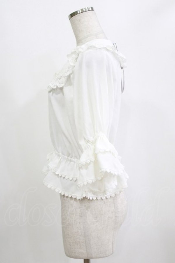 画像2: 幽三巷（海外ロリータブランド） / レーストリムブラウス M オフ H-26-02-04-060-PU-BL-NS-ZH (2)