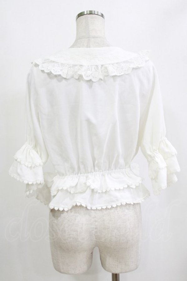 画像3: 幽三巷（海外ロリータブランド） / レーストリムブラウス M オフ H-26-02-04-060-PU-BL-NS-ZH (3)