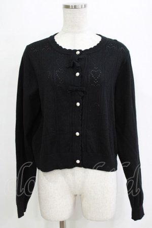 画像: m petit by misako / AM*ハート透かしニットカーディガン L ブラック H-26-02-04-063-LO-TO-NS-ZH