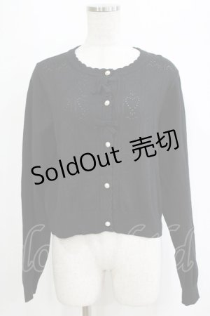 画像: m petit by misako / AM*ハート透かしニットカーディガン L ブラック H-26-02-04-063-LO-TO-NS-ZH