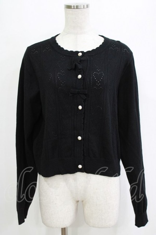 画像1: m petit by misako / AM*ハート透かしニットカーディガン L ブラック H-26-02-04-063-LO-TO-NS-ZH (1)