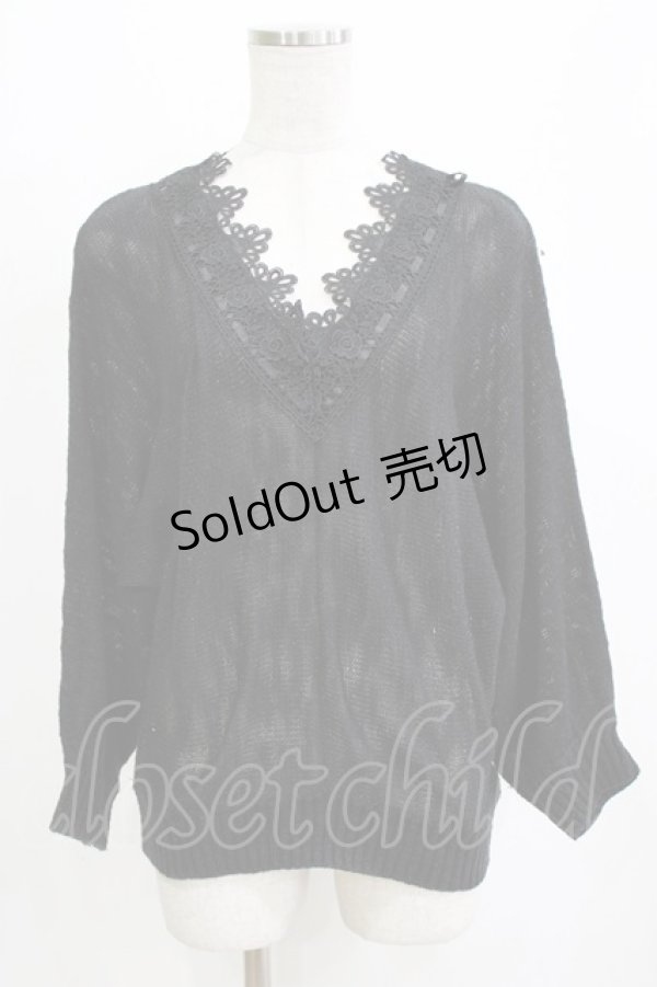 画像1: axes femme / レースアップニット M ブラック H-26-02-04-065-AX-TO-NS-ZH (1)