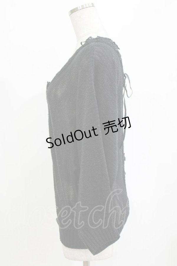 画像2: axes femme / レースアップニット M ブラック H-26-02-04-065-AX-TO-NS-ZH (2)