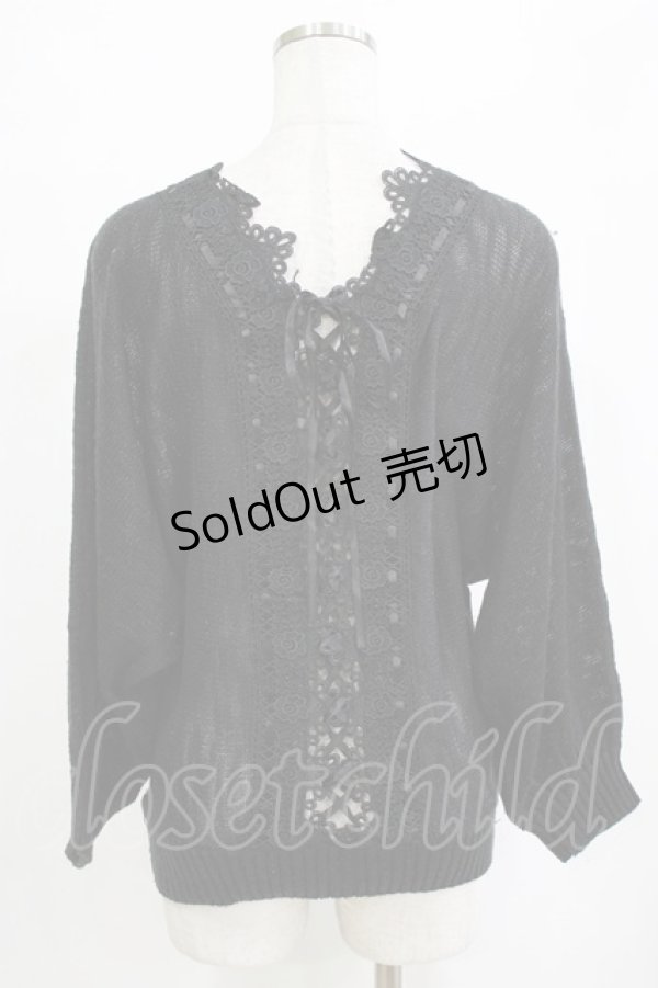 画像3: axes femme / レースアップニット M ブラック H-26-02-04-065-AX-TO-NS-ZH (3)