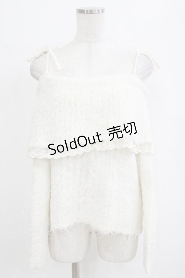 画像1: axes femme / オフショルダーフェザープルオーバー M オフ H-26-02-04-067-AX-TO-NS-ZH (1)