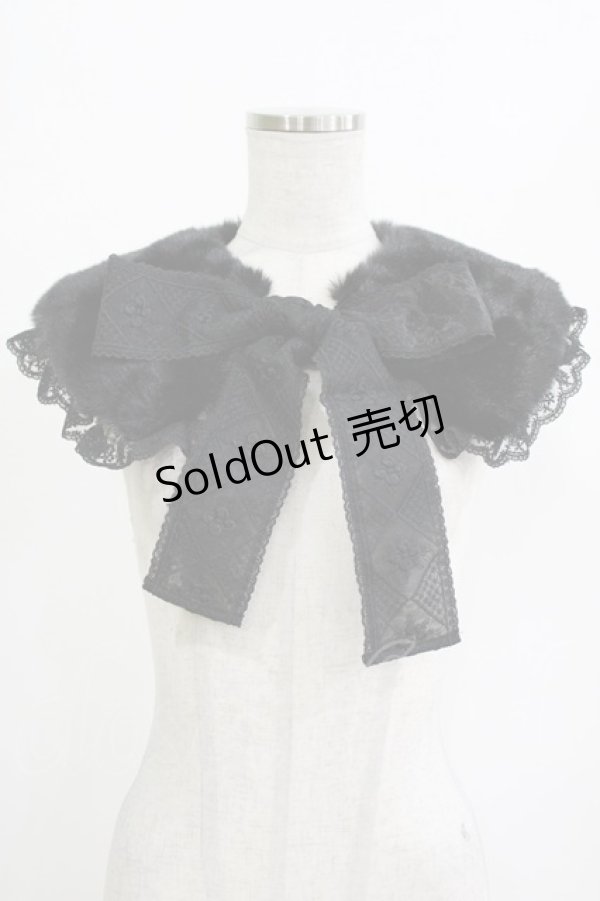 画像1: axes femme / レースリボンファーティペット  ブラック H-26-02-04-075-AX-ZA-NS-ZH (1)