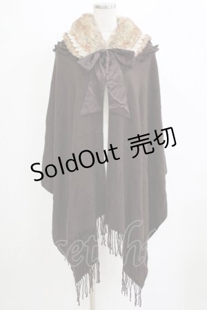 画像: axes femme / ファーティペ付き大判ストール Free ブラウン H-26-02-04-077-AX-TO-NS-ZH