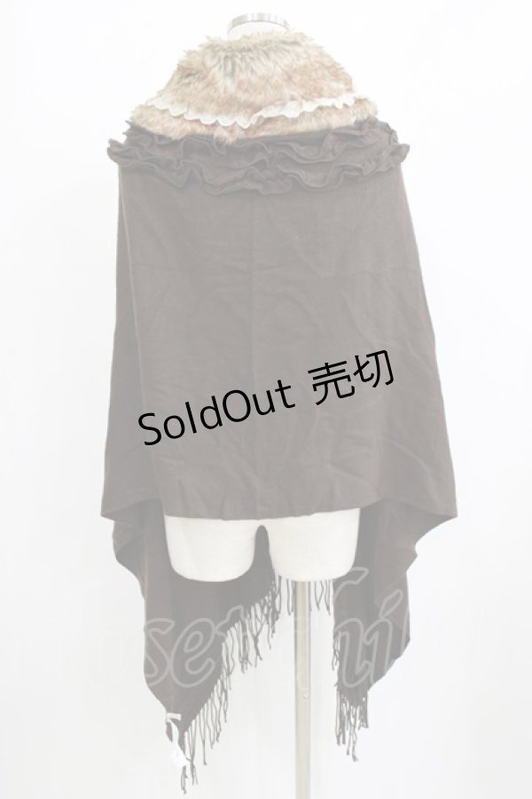 画像3: axes femme / ファーティペ付き大判ストール Free ブラウン H-26-02-04-077-AX-TO-NS-ZH (3)