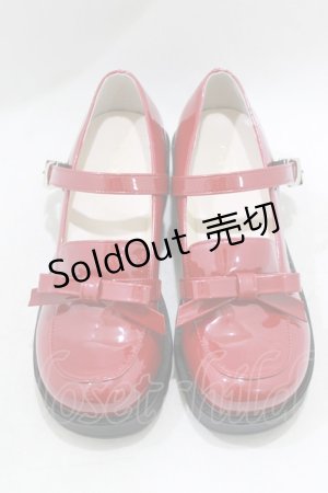 画像: axes femme / リボン付ローファーパンプス M/23.5cm レッド H-26-02-04-085-AX-SH-NS-ZH