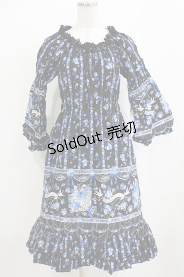 画像1: metamorphose / ことりブーケワンピース Free ブラック H-26-02-04-013-ME-OP-NS-ZH (1)