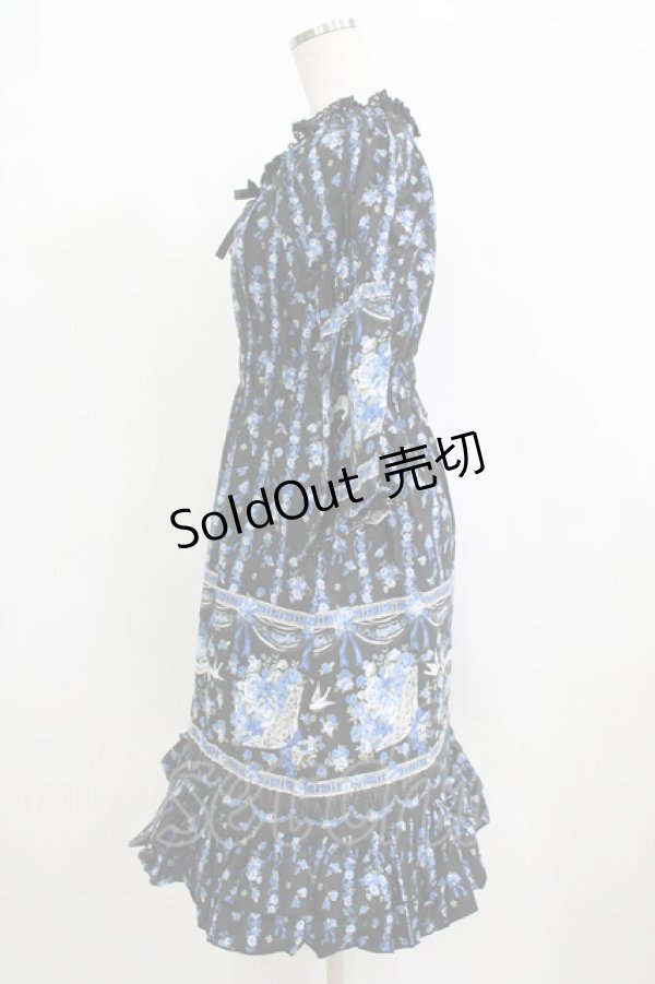 画像2: metamorphose / ことりブーケワンピース Free ブラック H-26-02-04-013-ME-OP-NS-ZH (2)