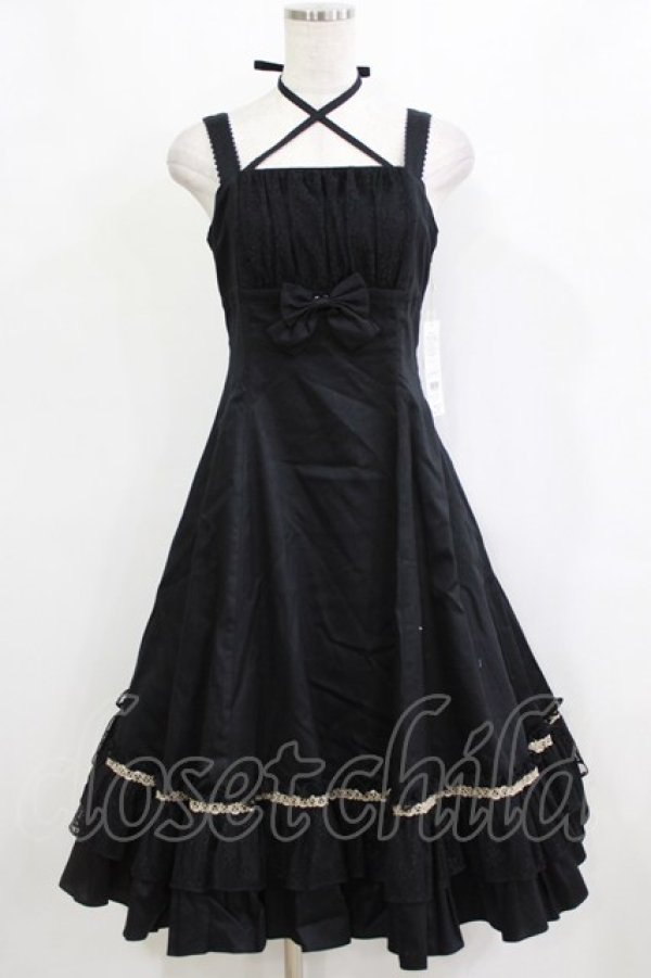 画像1: Victorian maiden / ノーブルサテンマリーローズドレス Free ブラック H-26-02-04-017-CL-OP-NS-ZH (1)