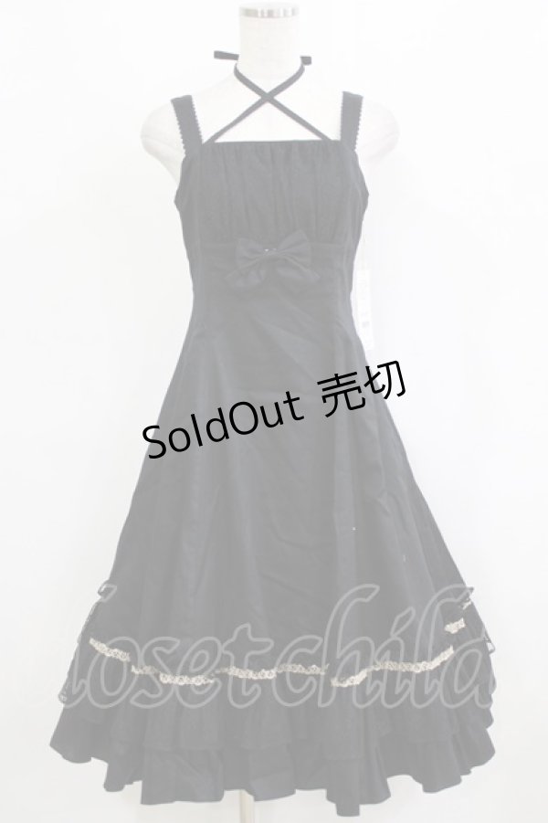 画像1: Victorian maiden / ノーブルサテンマリーローズドレス Free ブラック H-26-02-04-017-CL-OP-NS-ZH (1)